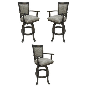 Home Square 26" Swivel Wood Counter Bar Stool in Spring Mix Gray - Set of 3