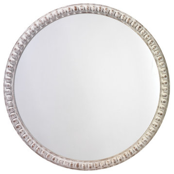 Audrey Beaded Mirror, White Wood