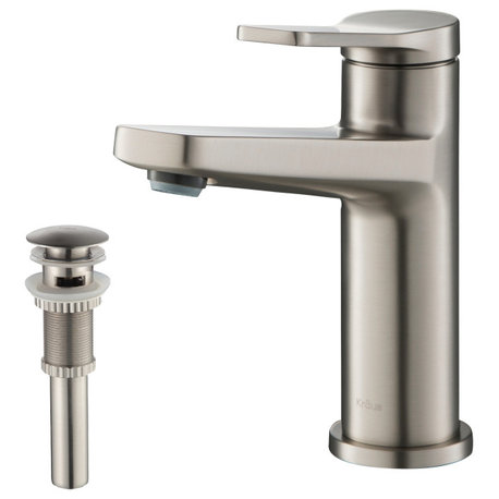 Indy Single Handle 1-Hole Bathroom Basin Faucet, Drain Overflow, Spot Free Steel