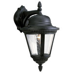 Progress Lighting - Westport 1 Light Outdoor Wall Light, Black, Standard Lamping - Add a touch of rustic appeal and classic styling with beaded detailing in the Westport collection. Clear seeded glass compliments the durable powder coat finish in die-cast aluminum frames. One-light medium wall lantern. Textured Black finish.