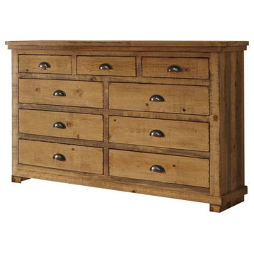 Progressive Furniture Willow Wood Drawer Dresser in Distressed Pine Tan