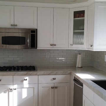Kitchen Renovation of cabinets with full overlay and counter tops.