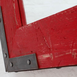 Lourdes Industrial Distressed Steel Framed & Red Painted Reclaimed Scaffolding M - Wall Mirrors