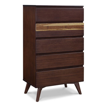 Azara Exotic Tiger 5 Drawer High Chest