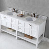 Virtu Winterfell 72" Double Bathroom Vanity, White With Marble Top