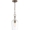 Hartley 1 Light Pendant, Antique Copper and Clear