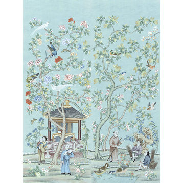 Chinoiserie Wall Mural Tea Garden Diptych, Large