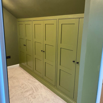 Loft wardrobe shaker doors with beaded frame