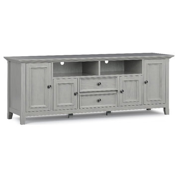 Amherst SOLID WOOD 72" Wide Transitional TV Media Stand in Fog Gray For TVs