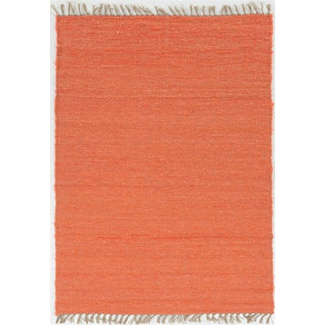 Linon Berber Loop Hand Woven Wool 5'3"x7'6" Rug in Coral