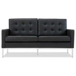 Manhattan Home Design - Florence Sofa, 2 Seater, Leather - This ultra-comfortable piece emulates with amazing accuracy the model introduced by Florence Knoll in 1956. It's a Mid-Century Modern model upholstered in leather with an astonishing aesthetic, visually welcoming, and at the height of the most demanding users. Its finishes are formed with flexible aniline, natural oils, and waxes to give it an attractive and, at the same time, sophisticated appearance. Inside, the steel springs and solid wood provide strength and stability. The cushions of this sofa are filled with dense foam, which offers amazing comfort, made with safe and reliable materials that pose no health risks of any kind, and have high resistance to flames.