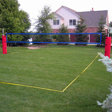 Residential Backyard Grass Volleyball Court