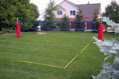 Residential Backyard Grass Volleyball Court