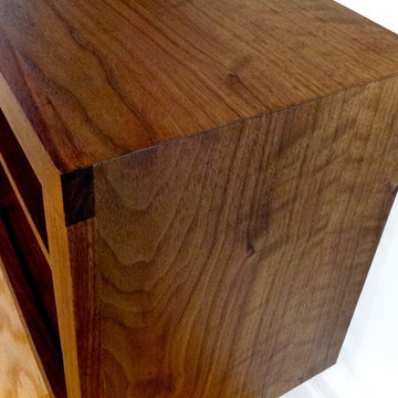 Walnut entrance cabinet and floating t.v. console