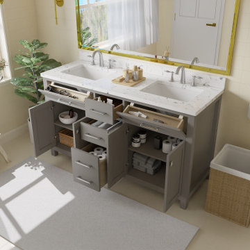 Caroline 60'' Grey Bathroom Vanity