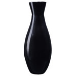 Villacera - Villacera Handcrafted 18" Tall Black Bamboo Hana Vase Sustainable Bamboo - Accent any space with Villacera's whimsically modern Handcrafted 18 Tall Black Hana Bamboo Vase, perfect as a stand-alone piece or filled with your favorite fillers, silk plants or artificial flowers. Standing 18-Inches tall, its simple curved profile is interrupted by the soft texture of the natural spun bamboo, creating a charming and exotic statement in any living space.  Each Villacera Handmade Bamboo Vase is uniquely hand spun out of sustainable, lightweight bamboo, leaving minimal differences of each piece.  Bamboo is relatively lightweight, yet dense and therefore very durable, requiring little to no maintenance, providing your home and dining room with decor for years to come.