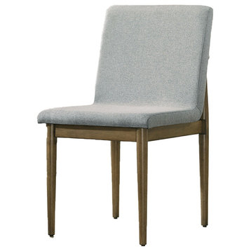19" Dining Chair, Set of 2, Gray Fabric, Parson Style, Cushioned Seat