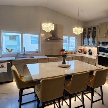 Modern Kitchen Remodel Done in a Two-Tone Color of Pebble Grey and Espresso