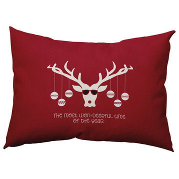 Cool Christmas Deer Accent Pillow, Haute Red, 14"x20"