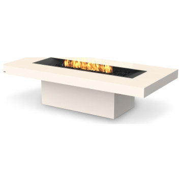 EcoSmart™ Gin 90 Chat Fire Table - Ethanol/Gas (Propane/Natural) Fire Pit, Bone, Gas Burner (Lp/Ng)