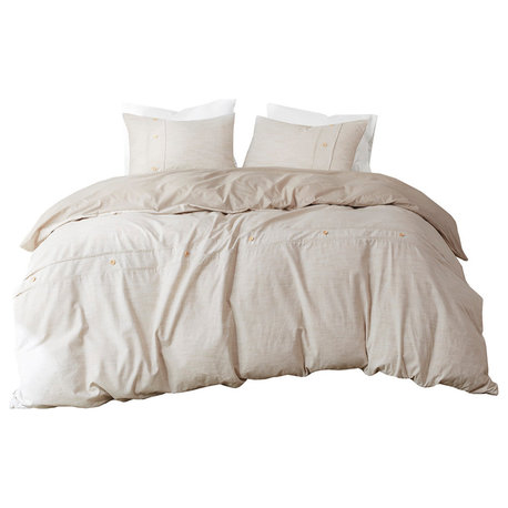 Clean Spaces Dover 3 Piece Organic Cotton Oversized Duvet Cover Set