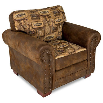 American Furniture Classics Microfiber River Bend Arm Chair in Brown