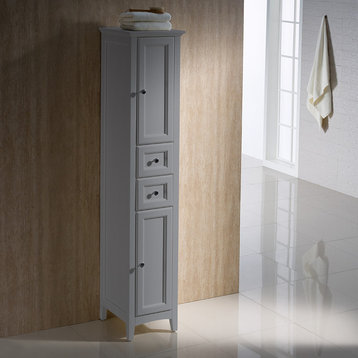 Oxford Tall Bathroom Linen Cabinet, Gray