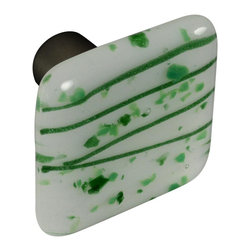 CKP - Art Glass Knob, Green Confetti, Oil-Rubbed Bronze Base - Cabinet And Drawer Knobs