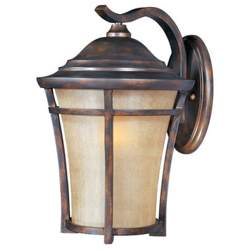 Balboa VX 1-Light Outdoor Wall Lantern in Copper Oxide With Golden Frost Glass
