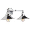Andante 2 Light Industrial Wall Sconce with LED Bulbs, Polished Chrome