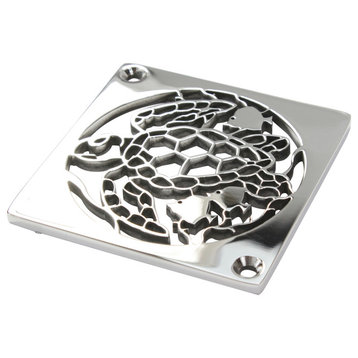 Square Shower Drain Replacement For Schluter-Kerdi, Turtle by Designer Drains, Polished Stainless Steel