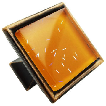 Orange Iridescent Comet Crystal Glass Oil Rubbed Bronze Madison Classic Knob