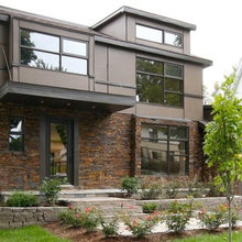 Love the stone on the house with landscape stone.
