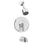 Symmons - Symmons Dia Tub and Shower Faucet Trim Kit, Wall Mounted, Polished Chrome - The Dia Single Handle Wall Mounted Tub and Shower Trim boasts a modern sophistication to complement contemporary bathroom designs. Plated in a scratch resistant finish over solid metal, this shower trim has the durability to add contemporary styling to your bathroom for a lifetime. With an ADA compliant single lever handle design, the solid brass valve cover plate features hot and cold indicators to ensure custom water temperature setting with ease of use for everyone. At an eco friendly low flow rate of 1.5 gallons per minute, the single mode showerhead is WaterSense certified so that you can conserve water without sacrificing performance, saving you money on your water bill. This model includes everything you need for quick installation. This tub and shower trim kit includes a showerhead, shower arm, escutcheon, tub spout, shower lever handle, and a handle to adjust the flow of water from the showerhead to tub spout. You'll easily be able to update your bathroom without having to replace your valve. With features that are crafted to last and a style that is designed to please, the Symmons Dia Single Handle Wall Mounted Tub and Shower Trim is a seamless addition to your bathroom and is backed by our limited lifetime warranty.