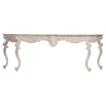 Abraham Table, Natural Top, Distressed Off-White Base