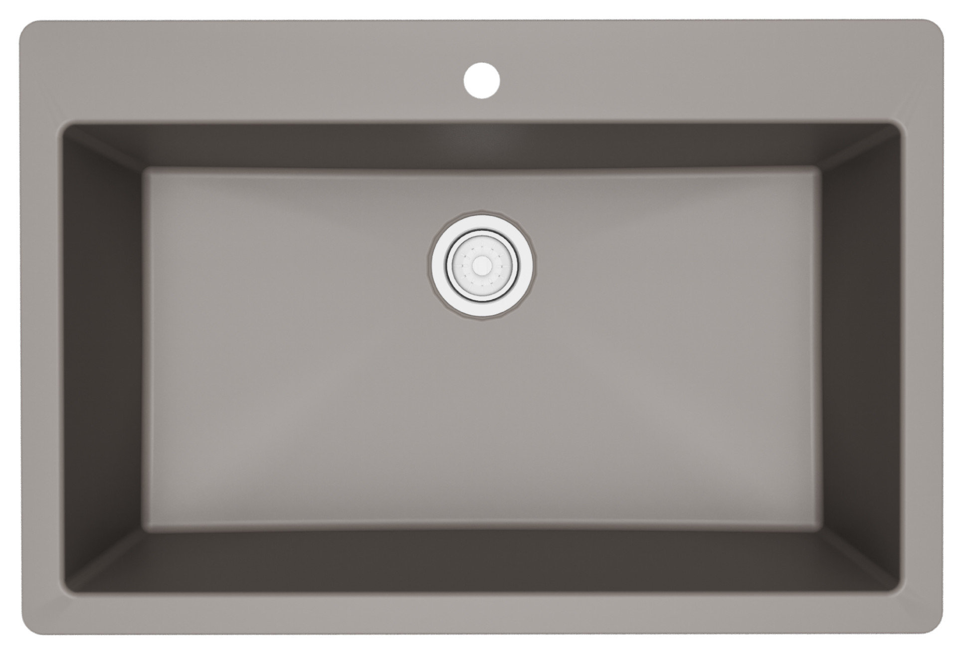 Karran QT-812 Top Mount 33" Large Single Bowl Quartz Kitchen Sink, Concrete