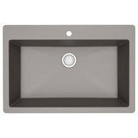 Karran QT-812 Top Mount 33" Large Single Bowl Quartz Kitchen Sink, Concrete