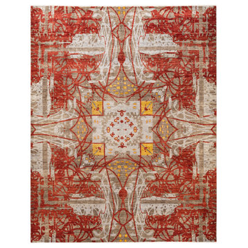 Eclectic, One-of-a-Kind Hand-Knotted Area Rug Gray, 9'1"x11'9"