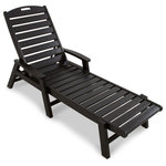 POLYWOOD - Yacht Club Chaise With Arms - Stackable, Charcoal Black - The all-weather Trex Outdoor Furniture Yacht Club stackable chaise with arms provides a relaxing and versatile lounging experience. Available in a variety of traditional colors, the Yacht Club stackable arm chaise withstands challenging marine environments. Trex Outdoor Furniture's solid HDPE lumber construction gives this durable chaise the ability to endure harsh weather conditions for generations without warping, rotting, cracking or splintering.