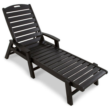 Yacht Club Chaise With Arms - Stackable, Charcoal Black