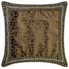Brown Velvet, Crystal Border & Mosaic 18"x18" Throw Pillow Cover - Brown Mosaic