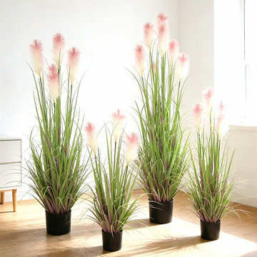 Indoor Artificial Potted Grasses, Fake Potted Grass for Home Decor