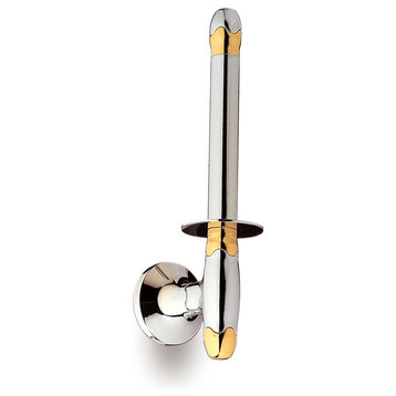 Secret Bath, Chrome And Gold Vertical Toilet Roll Holder, Filigrana Collection