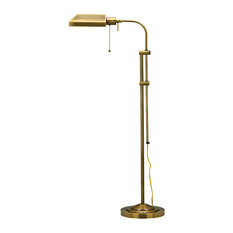 Pharmacy Floor Lamp with Adjusted Pole, Antique Brass Finish/Antique Brass Shade