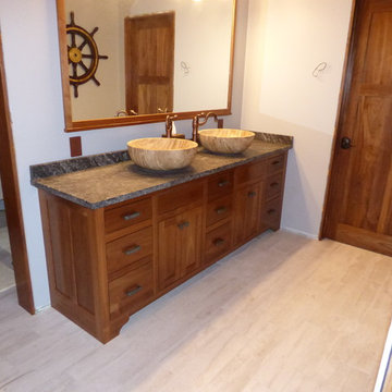 Black Walnut Master Bathroom Vanity and Mirror Frame