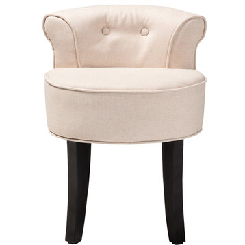 Small Beige Fabric Upholstered Accent Chair