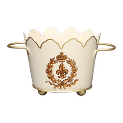 Gold Fleur de Lis OvalCachepots - Area Rugs