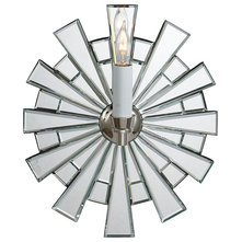 Contemporary Wall Lighting Starburst Small Mirrored Sconce, Nickel