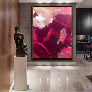 Rosy- Abstract Painting Original Contemporary pink Modern, Large minimal Artwork