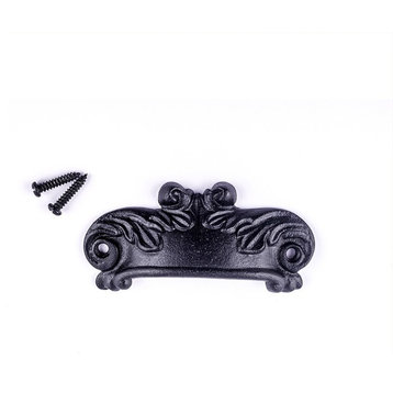 Black Drawer Cabinet Cup Bin Pull 4" W x 1.5" H Wrought Iron Pack of 6